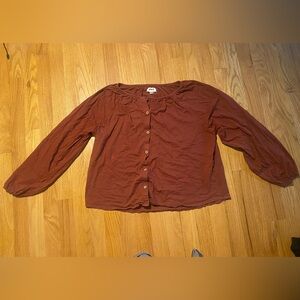 Pact Poet Blouse size Medium Chestnut Brown